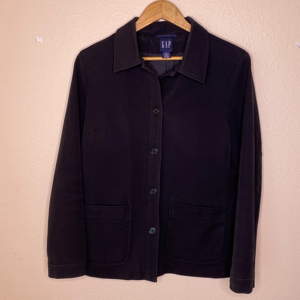 Gap Stretch Button Down Black Cotton Jacket 12 - image 1